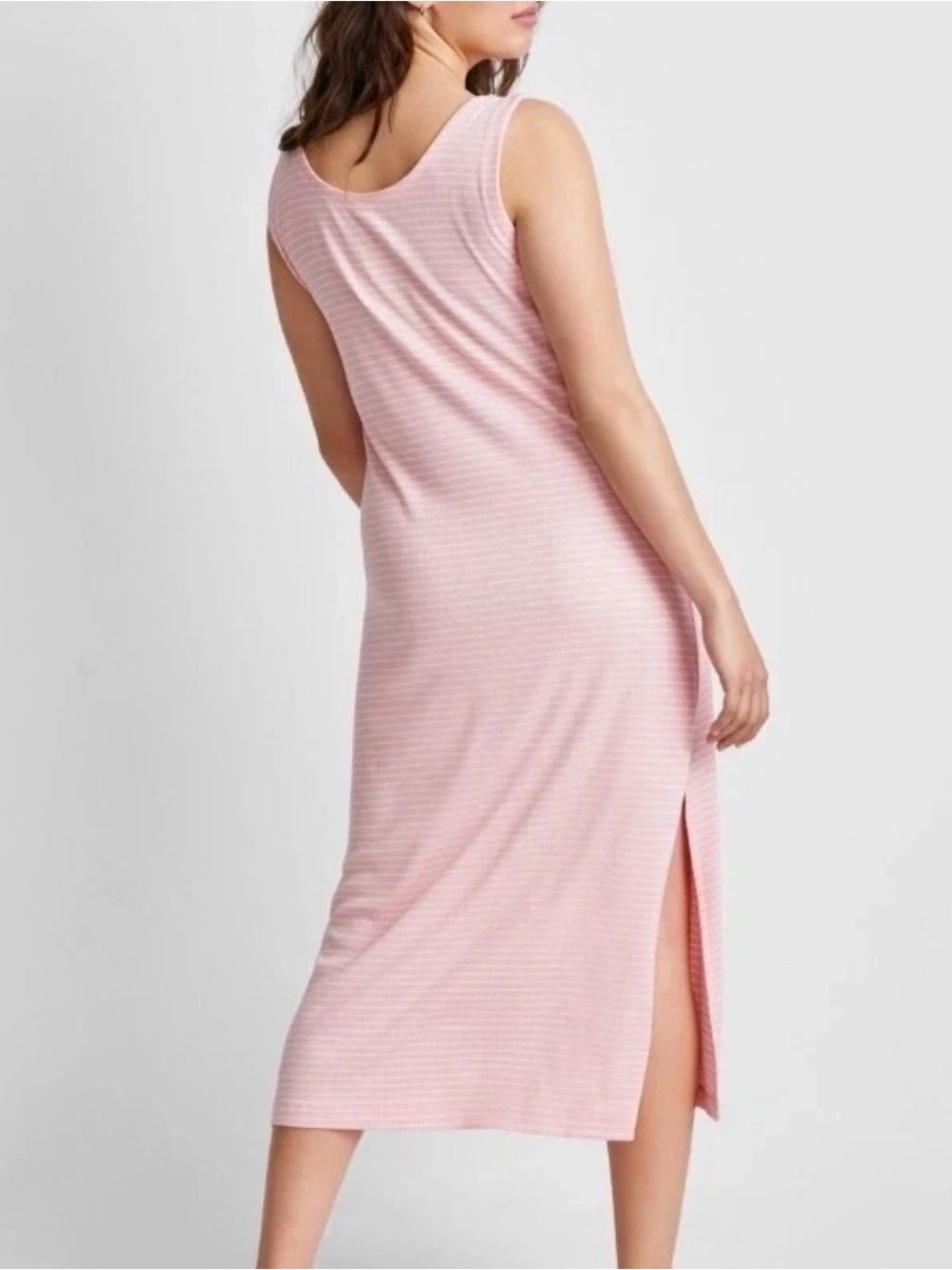 State of Day Women XS Ribbed Pink Modal Blend Tank Nightgown Stripe xtra Stretch